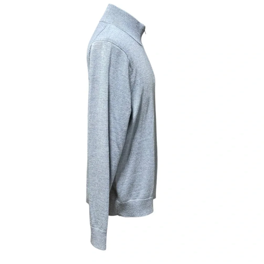 Banana Republic x Baruffa Wool Quarter Zip Sweater Large Blue Preppy Office Luxe